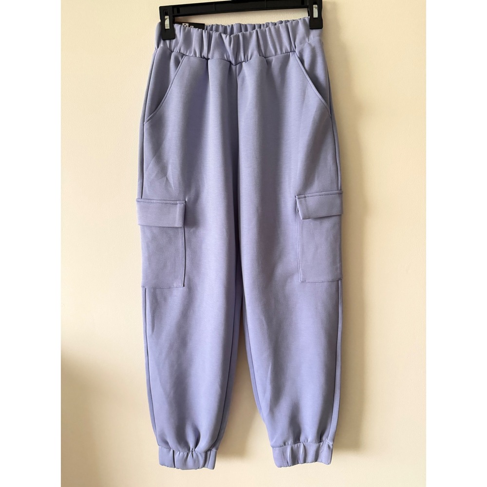 Express Women Purple Cargo Joggers Elastic Waist Pants XS EX011983